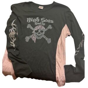 High Seas Baby Long Sleeve Shirt - Black and Pink